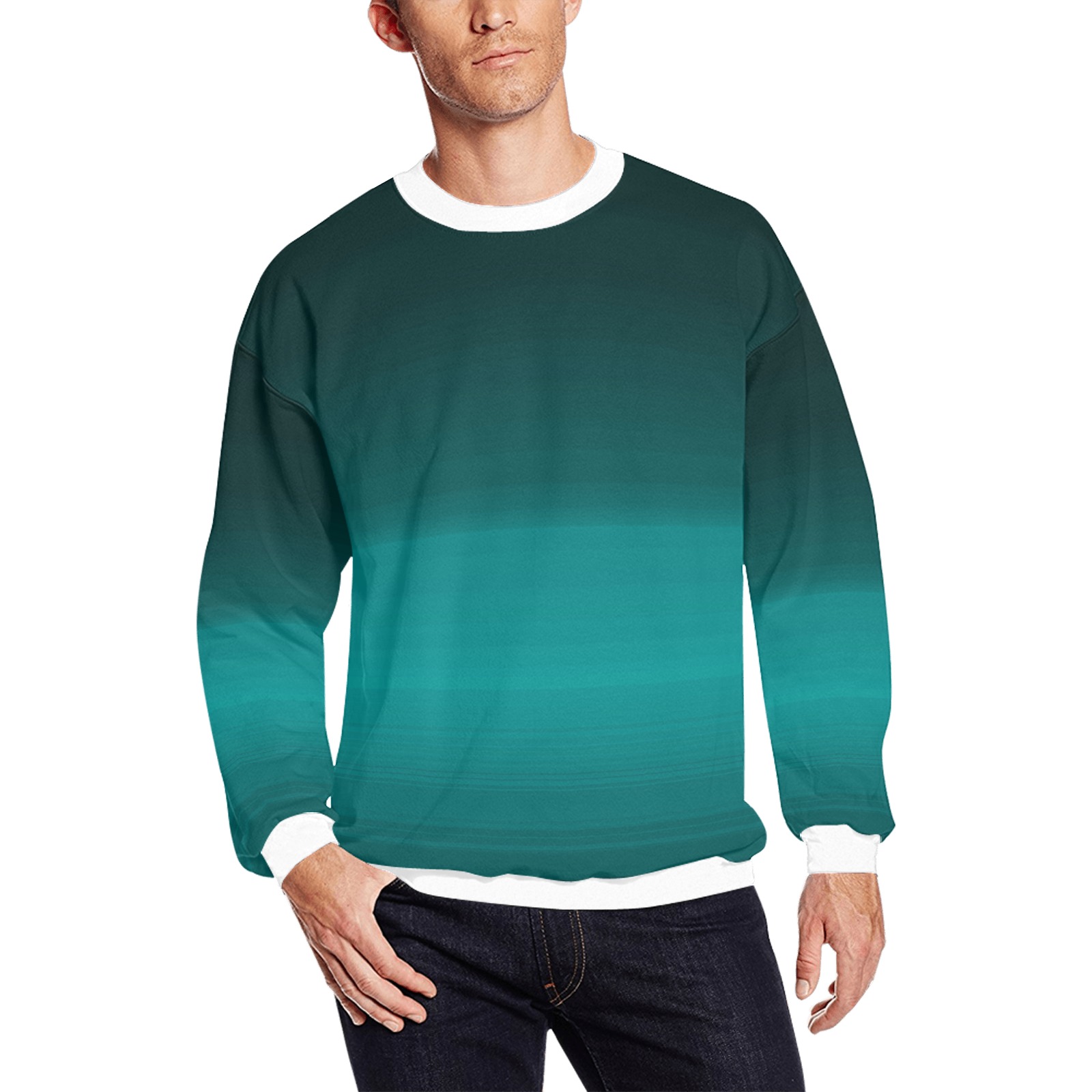 blu blk All Over Print Crewneck Sweatshirt for Men (Model H18)