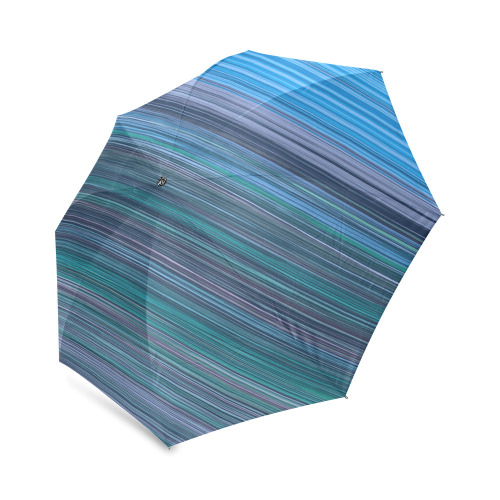 Abstract Blue Horizontal Stripes Foldable Umbrella (Model U01)