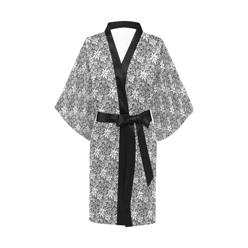 Petals in the Wind in Black Kimono Robe