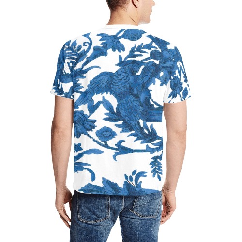 blue1 Men's All Over Print T-Shirt (Solid Color Neck) (Model T63)