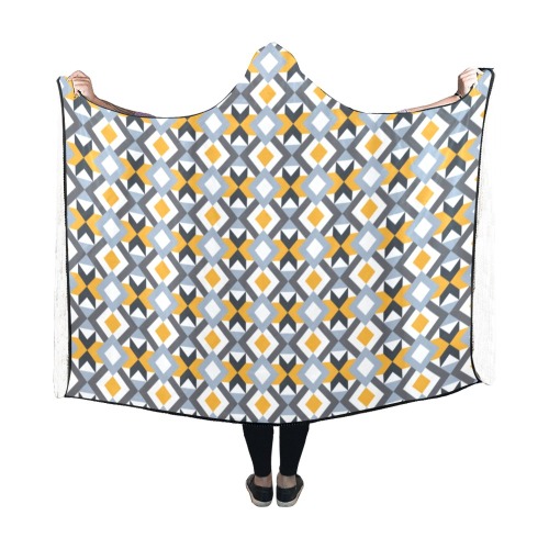 Retro Angles Abstract Geometric Pattern Hooded Blanket 60''x50''