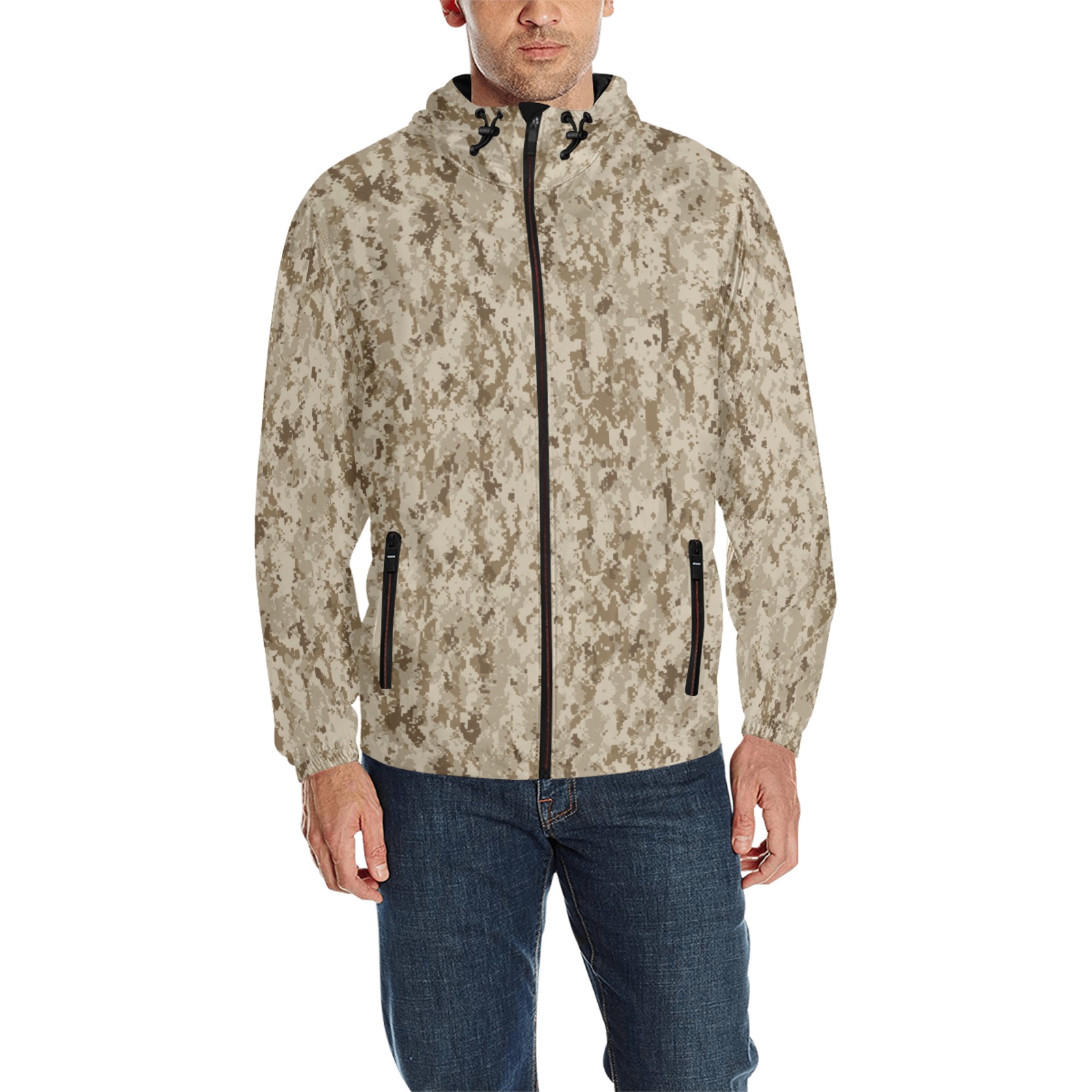 USN AOR1-camouflage All Over Print Quilted Windbreaker for Men (Model H35)