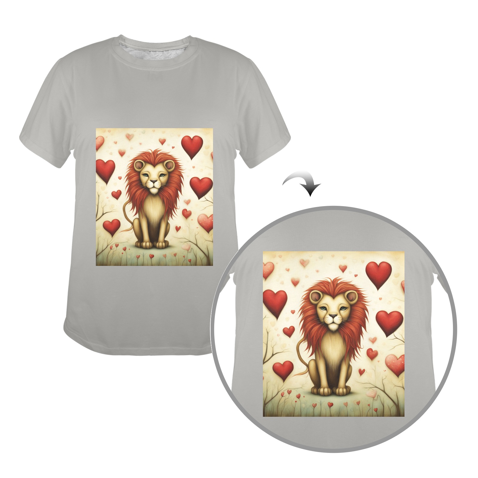 Lion Love 2 Women's T-Shirt in USA Size (Front Printing) (Model T78)