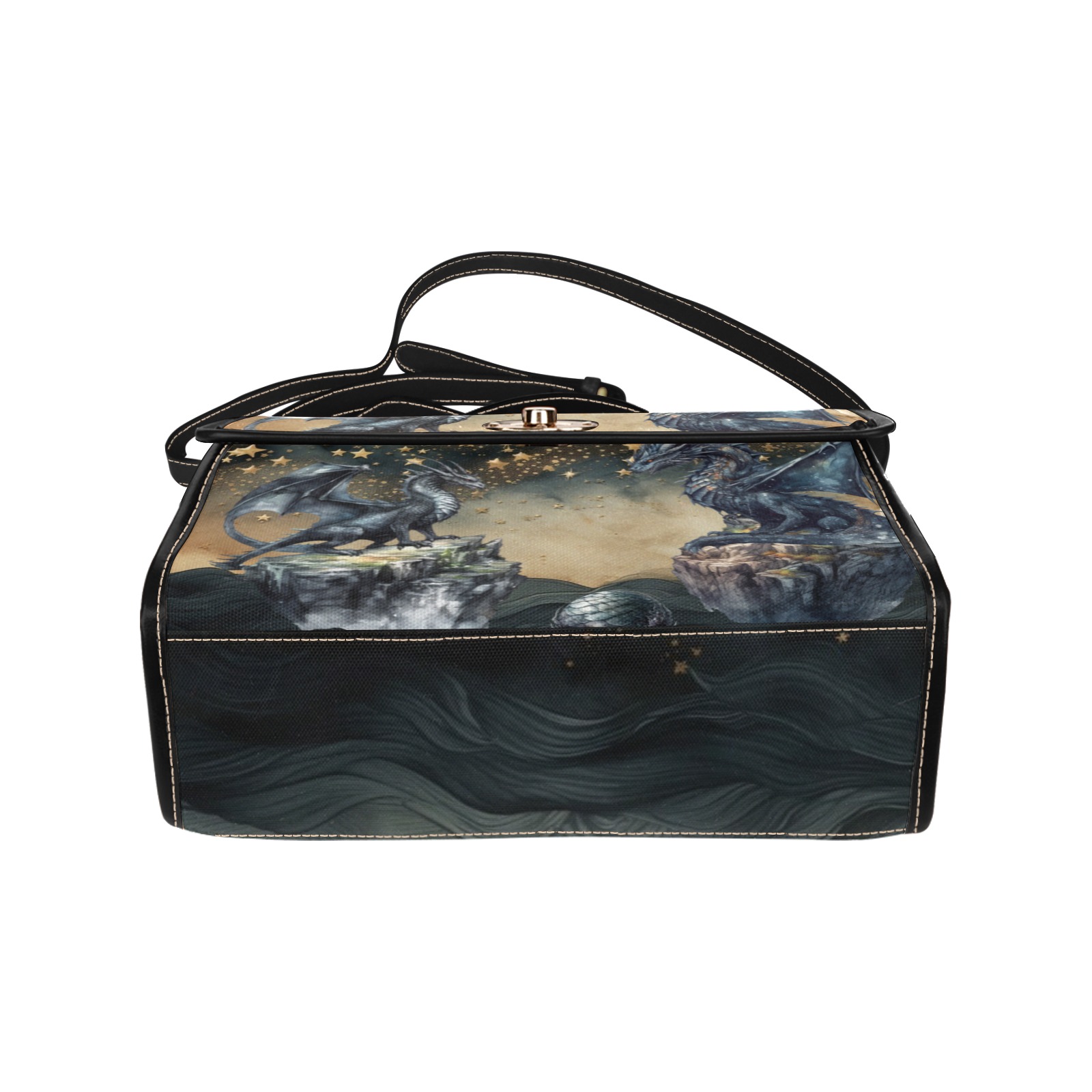 Dragons Satchel Handbag Waterproof Canvas Bag-Black (All Over Print) (Model 1641)