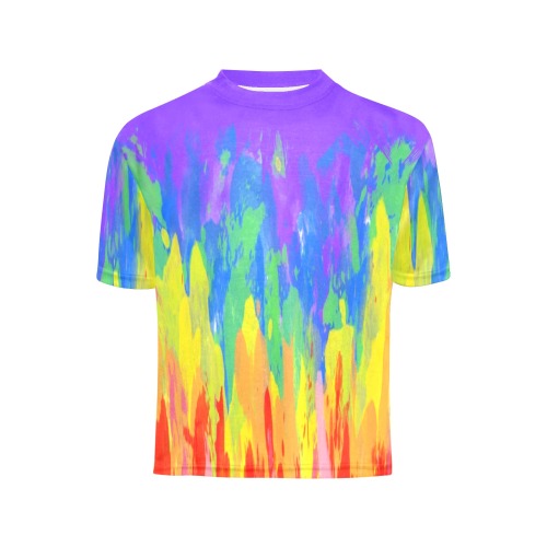 Flames Paint Abstract Purple Big Boys' All Over Print Crew Neck T-Shirt (Model T40-2)