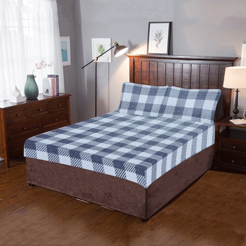 Pastel Blue Plaid 3-Piece Bedding Set