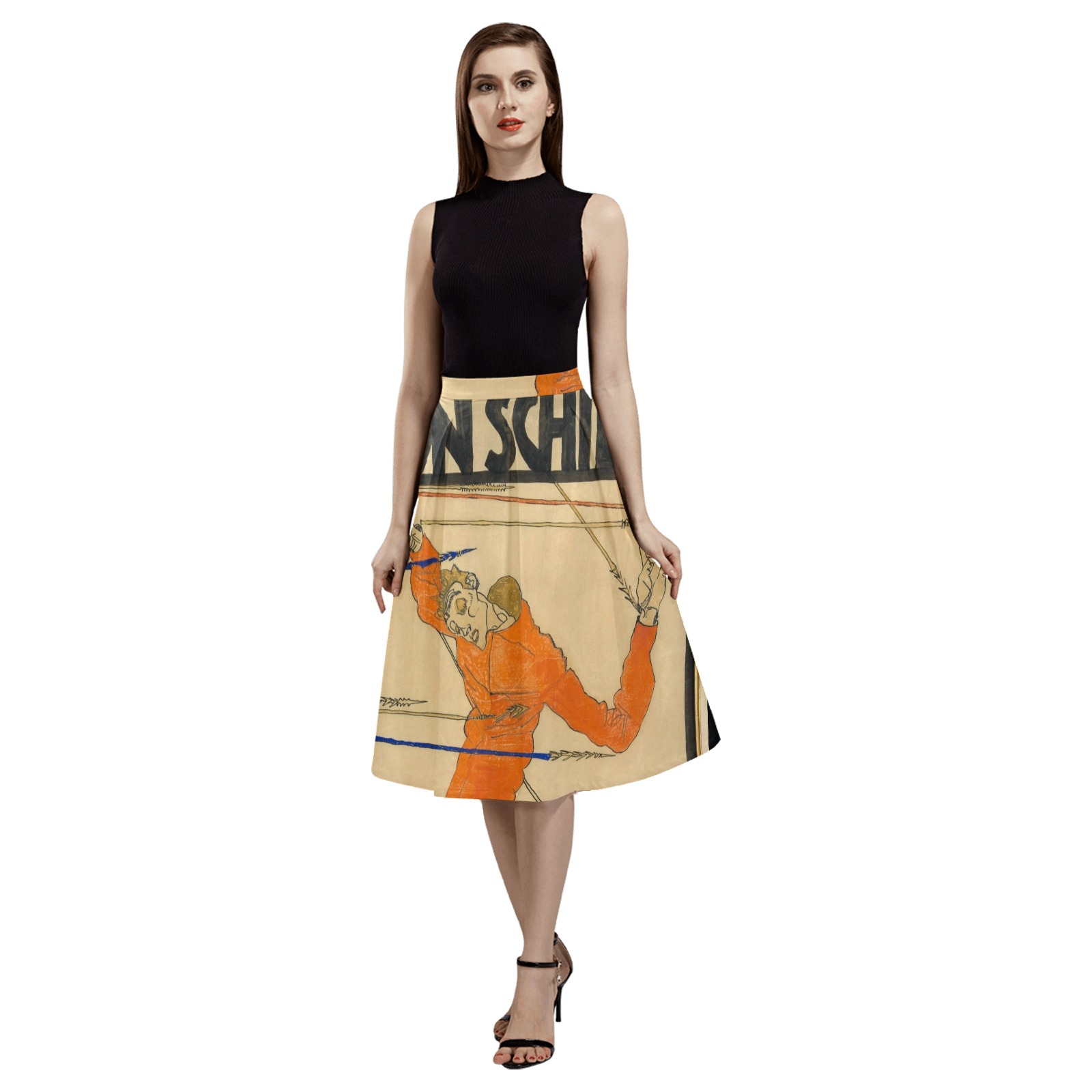 Egon Shnell Poster Mnemosyne Women's Crepe Skirt (Model D16)