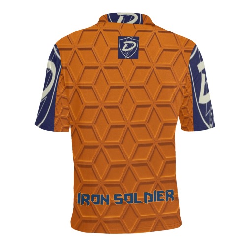 DIONIO Clothing IRON SOLDIER POLO Shirt (Orange & Dark Blue) Men's All Over Print Polo Shirt (Model T55)
