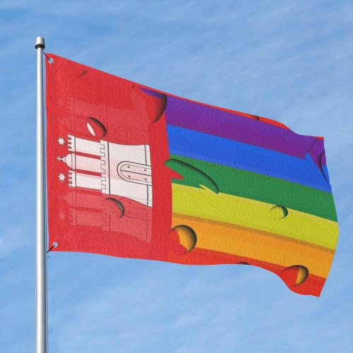 Hamburg Pride Flag Pop Art by Nico Bielow Custom Flag 6x4 Ft (72"x48") (One Side)