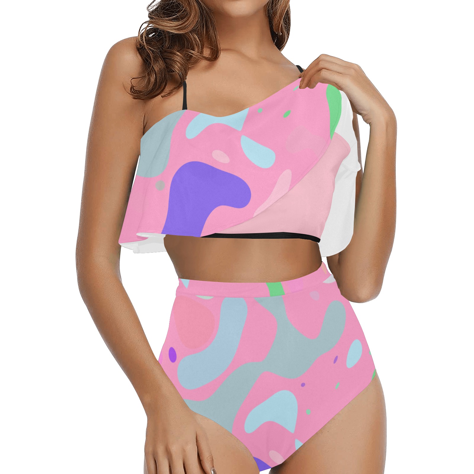 pastelspot High Waisted Ruffle Bikini Set (Model S13)