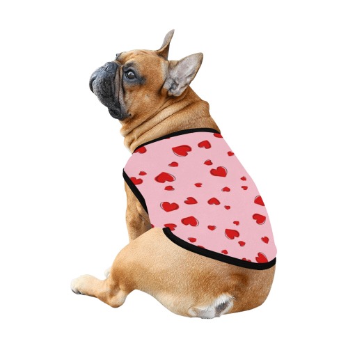Red Hearts Floating on Pink All Over Print Pet Tank Top