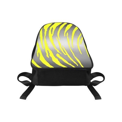 Silver Tiger Stripes Yellow Fabric School Backpack (Model 1682) (Medium)