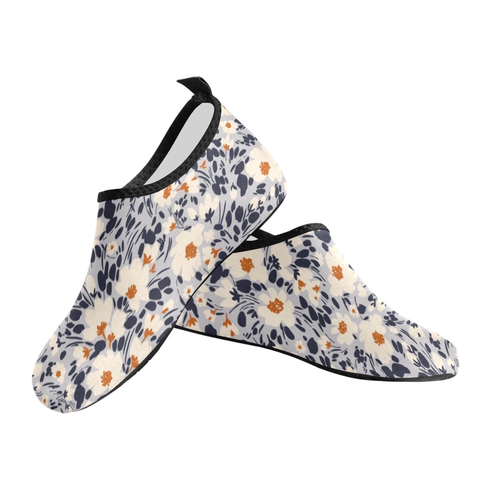 BW tropical floral Women's Slip-On Water Shoes (Model 056)