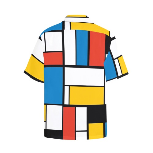 Mondrian De Stijl Modern Hawaiian Shirt with Chest Pocket (Model T58)