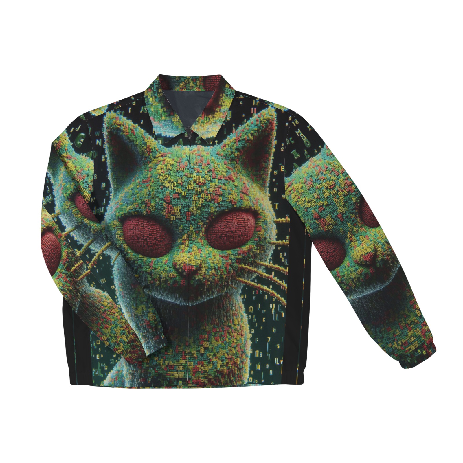 3D cat Men's Turn-Down Collar Jacket (Model H68)