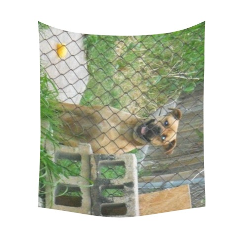 A Smiling Dog Cotton Linen Wall Tapestry 60"x 51"