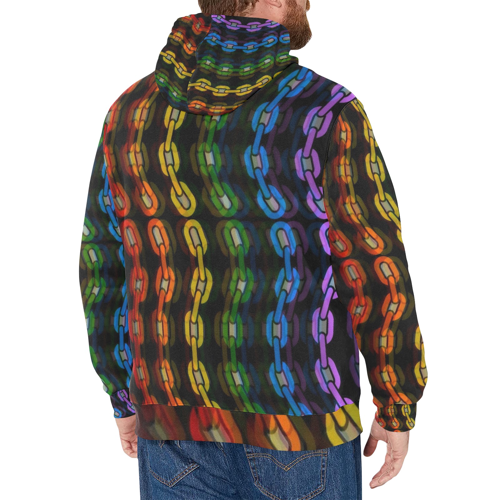 Pride Chains by  Fetishworld Men's Long Sleeve Fleece Hoodie (Model H55)