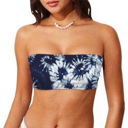 Shibori tie dye_01 Chest Wrap Bikini Top (Model S36)