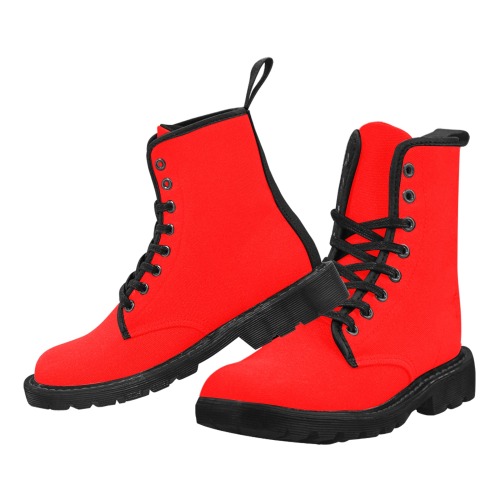 Merry Christmas Red Solid Color Martin Boots for Men (Black) (Model 1203H)