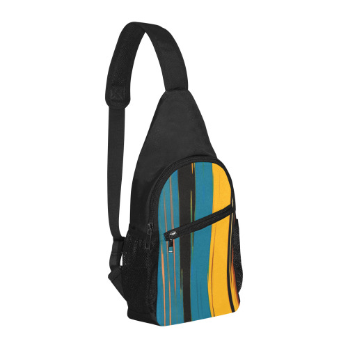 Black Turquoise And Orange Go! Abstract Art Chest Bag-Front Printing (Model 1719)