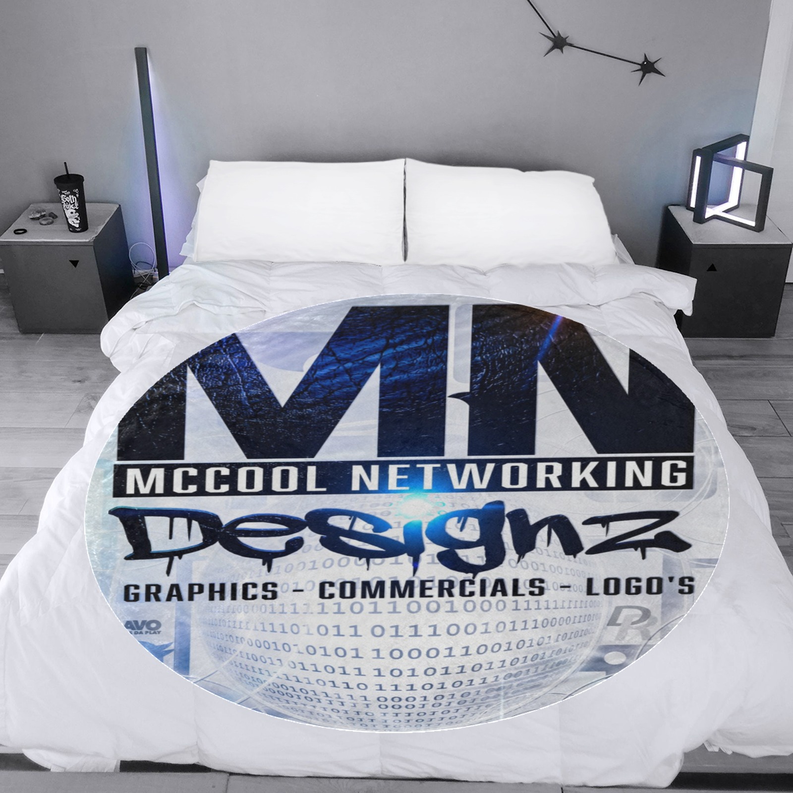 MN Designz Blue Circular Ultra-Soft Micro Fleece Blanket 60"