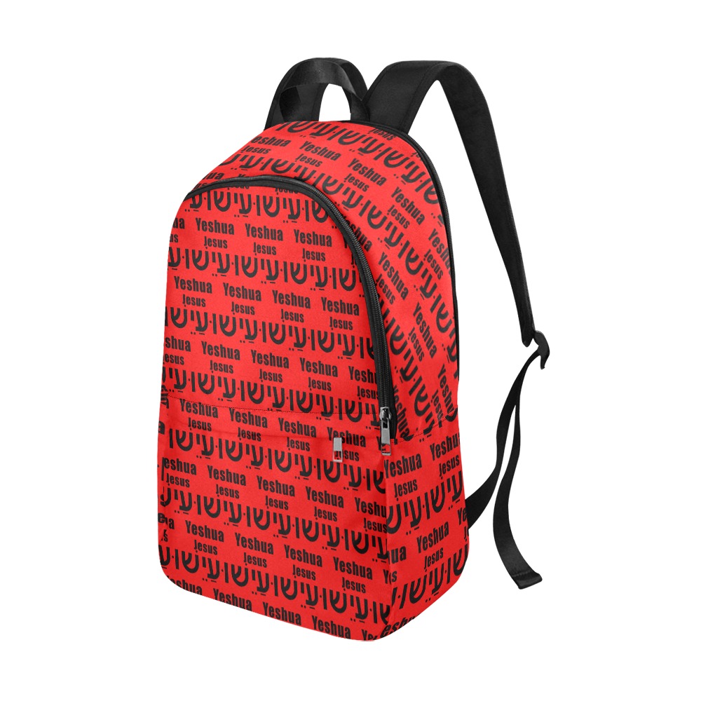 Yeshua Bookbag Bright Red (Blk text) Fabric Backpack for Adult (Model 1659)