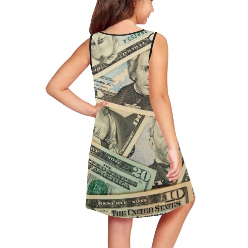 US PAPER CURRENCY Girls' Sleeveless Dress (Model D58)