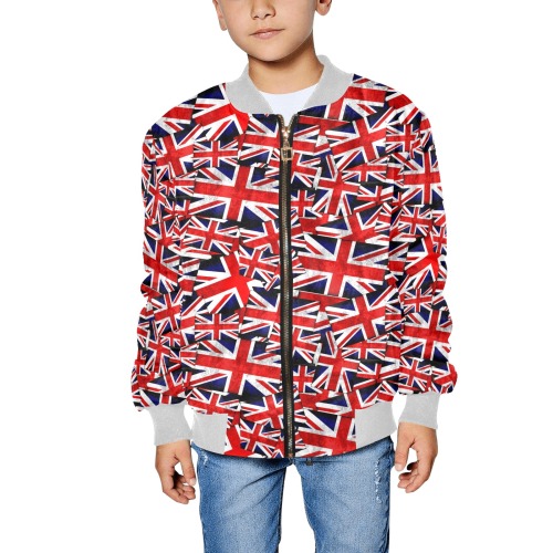 Union Jack British UK Flag Kids' All Over Print Bomber Jacket (Model H40)