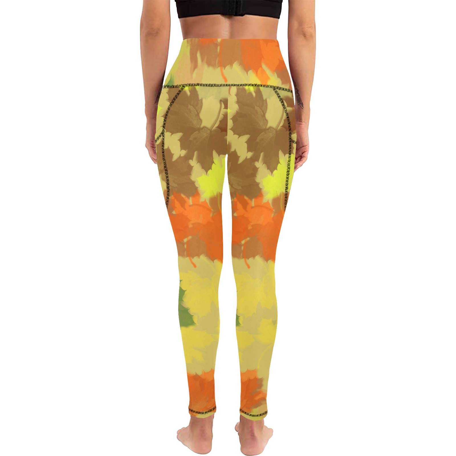 Autumn Leaves / Fall Leaves Women's All Over Print Leggings with Pockets (Model L56)