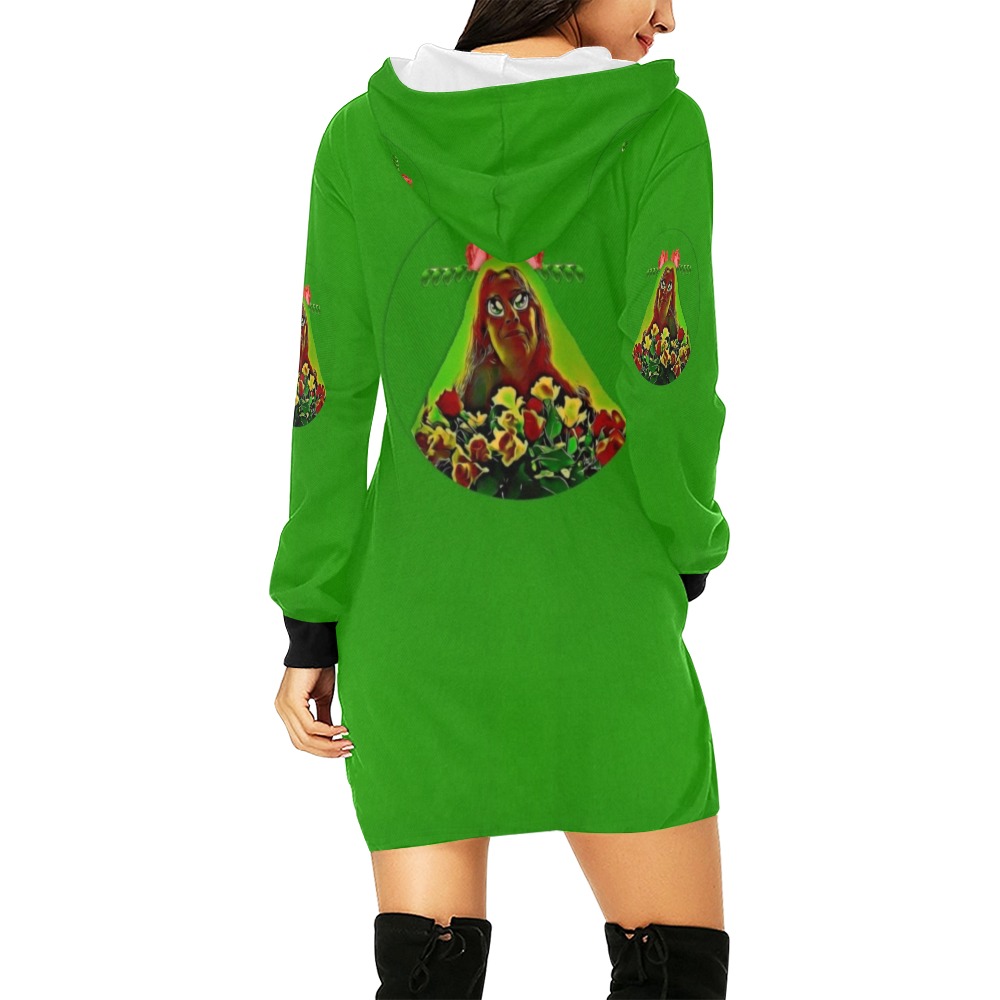 rose woman comes in peace All Over Print Hoodie Mini Dress (Model H27)