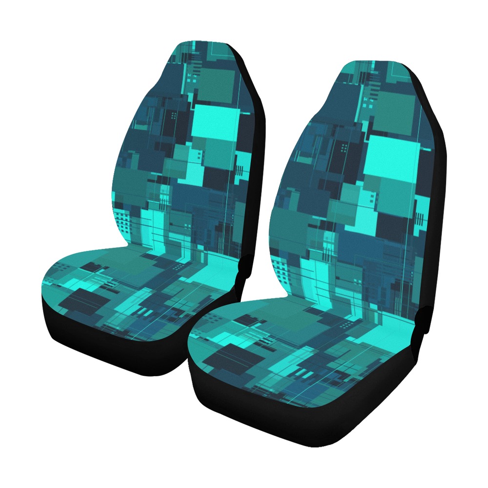 Random Shapes Pattern (Teal) Car Seat Covers (Set of 2)