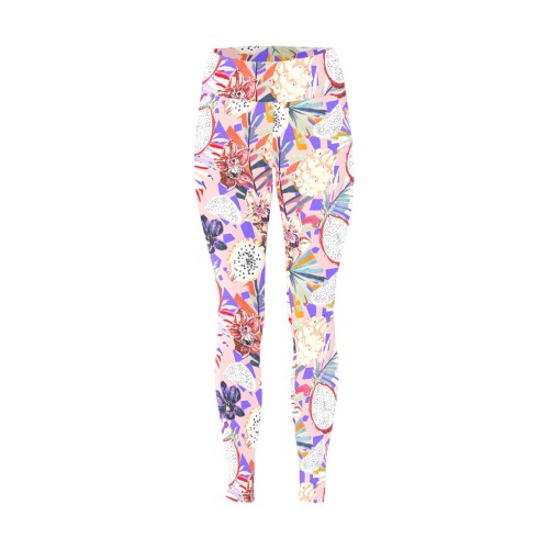 Modern tropical fruits and flowers 22 Women's Big Size Workout Leggings (Model L43)