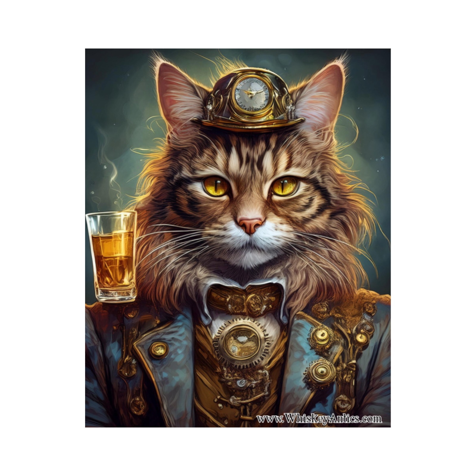 Steam Punk Cat 3 Wood Print 8"x10"