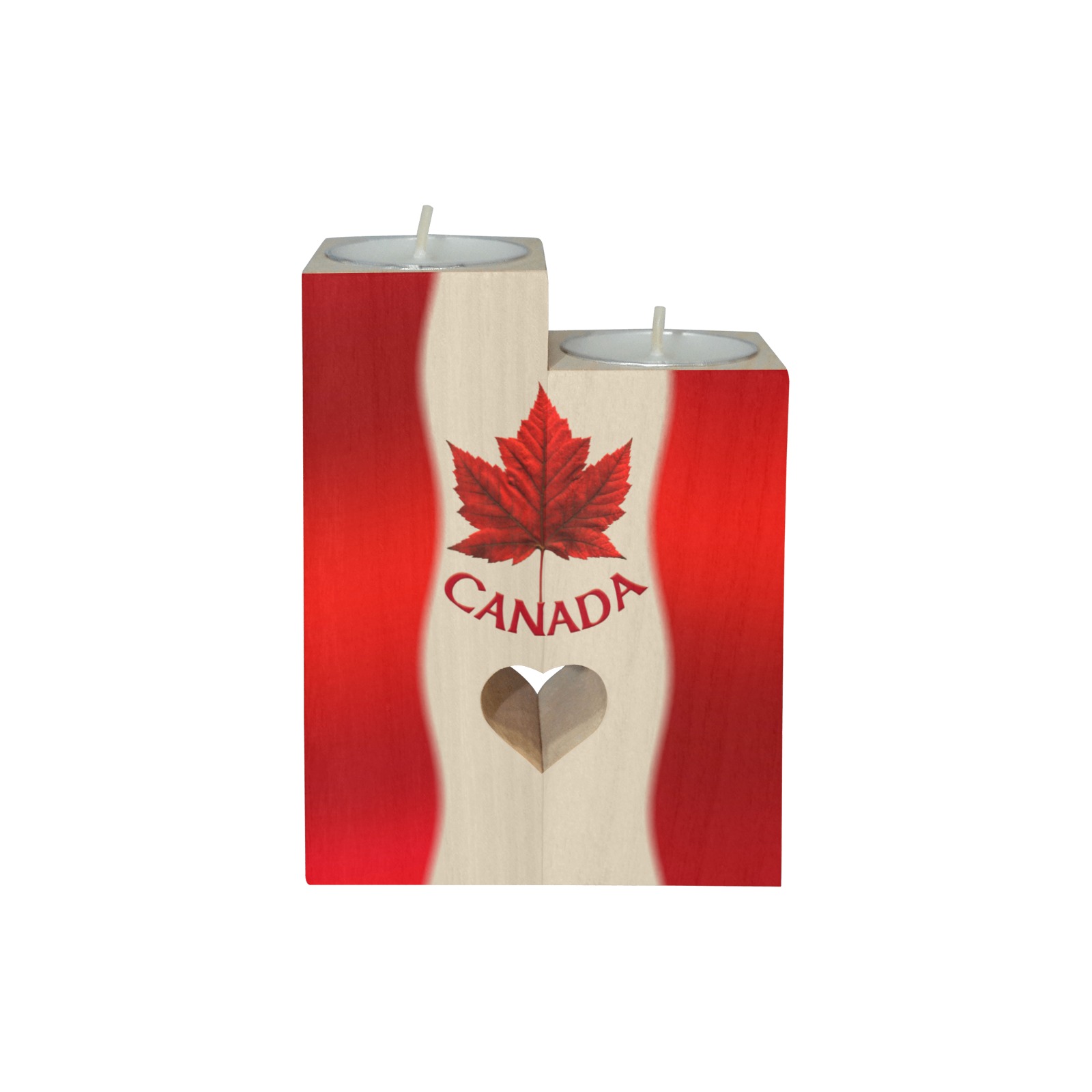 Canada Flag Souvenir Candle Holders Wooden Candle Holder (Without Candle)