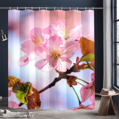 Beauty, love, wisdom of sakura cherry flowers. Shower Curtain 72"x84"