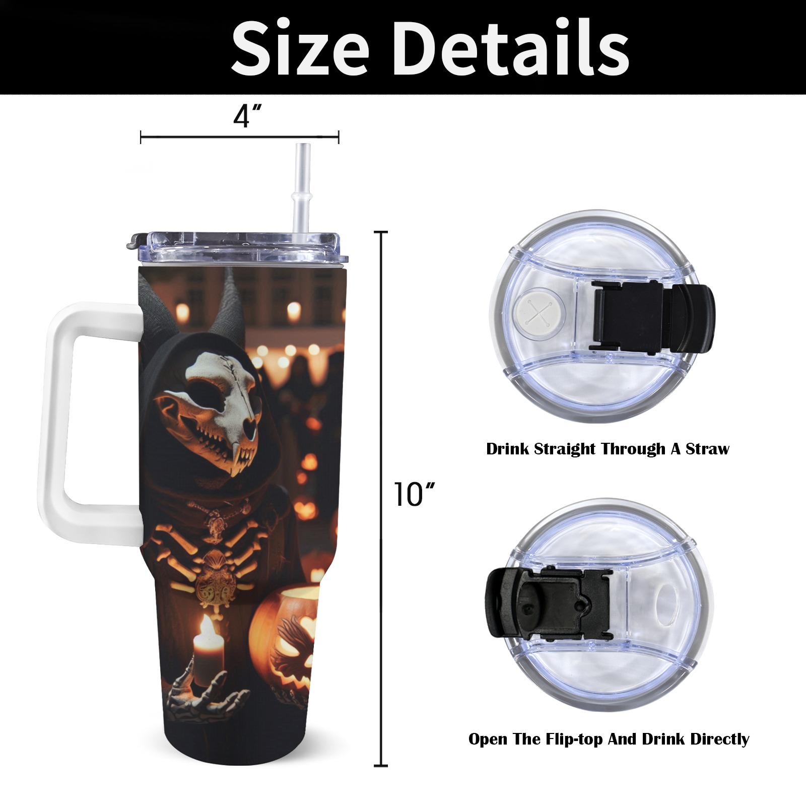 halloween_efChannel27 40oz Tumbler with White Handle