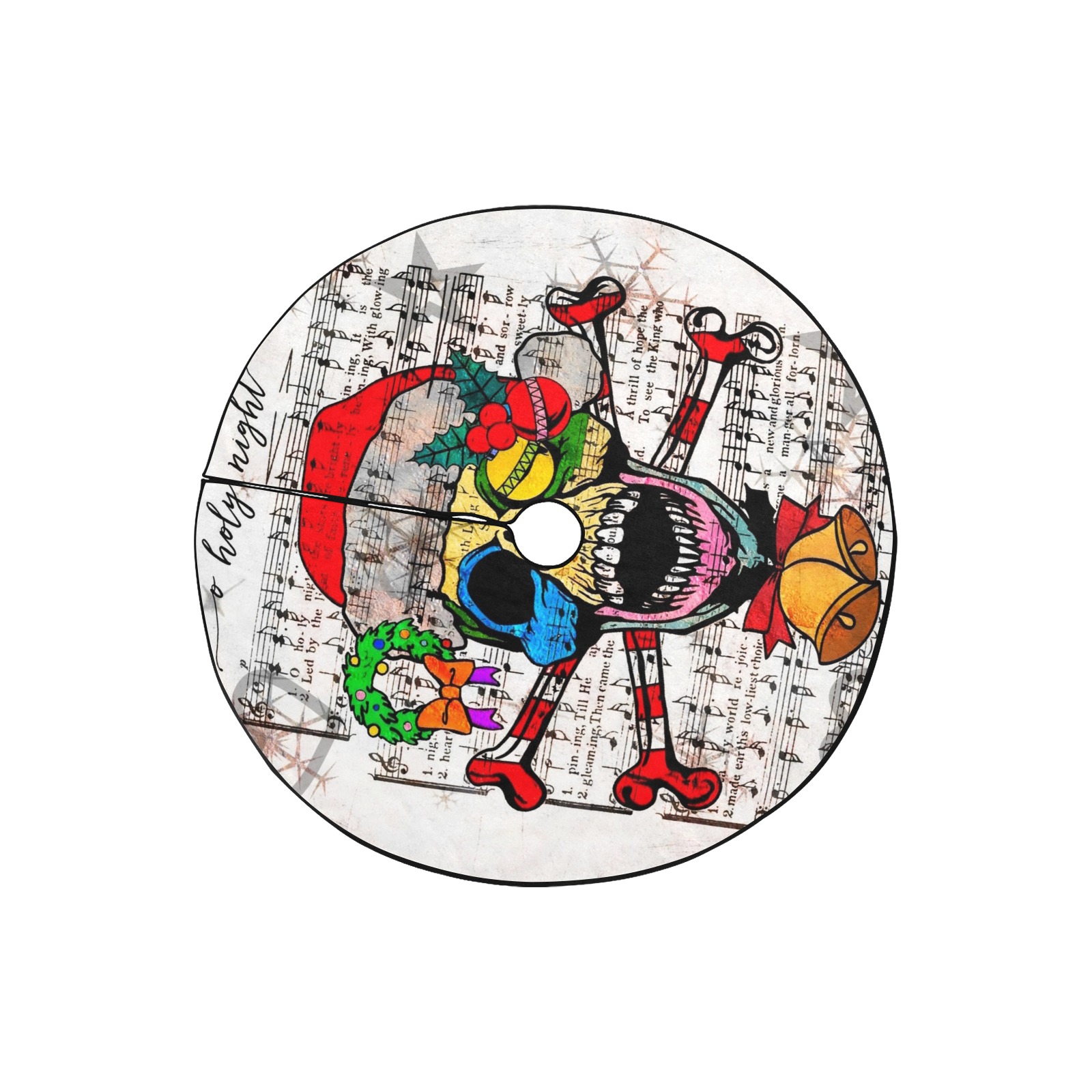Christmas Skull 2021 by Nico Bielow Thick Christmas Tree Skirt 36" x 36"