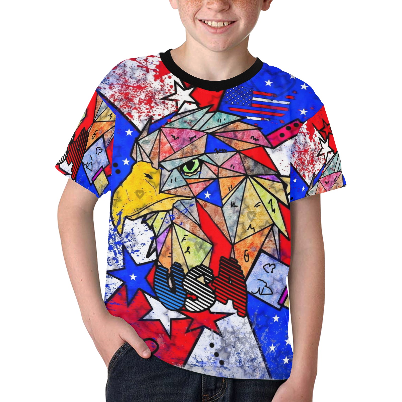 USA 4th july by Nico Bielow Kids' All Over Print T-shirt (Model T65)
