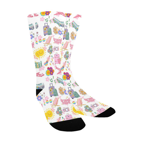 Hippie Summer Holiday Travel Vacation Artwork Design Custom Socks for Kids