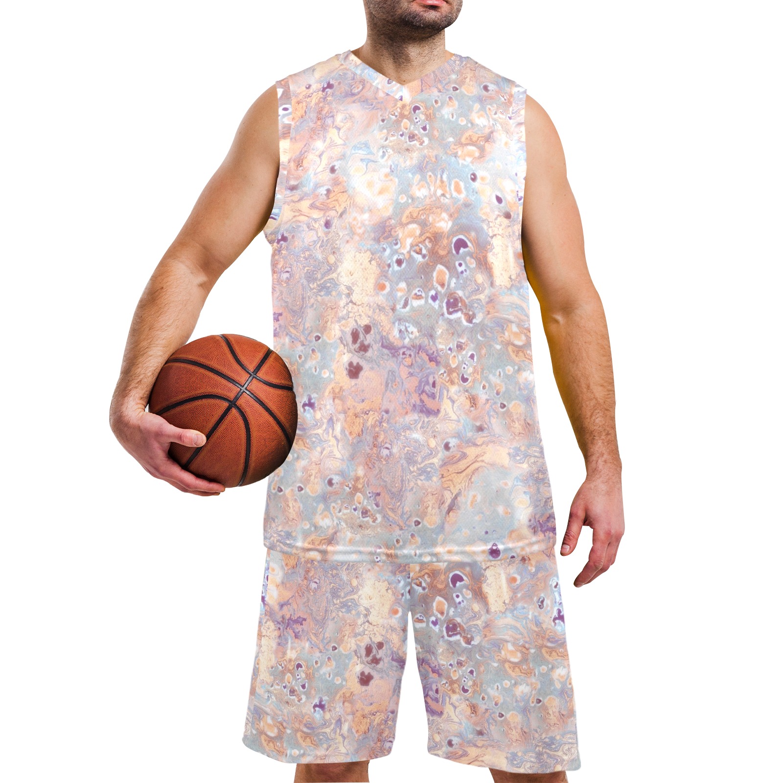 marbling 8-1 Men's V-Neck Basketball Uniform