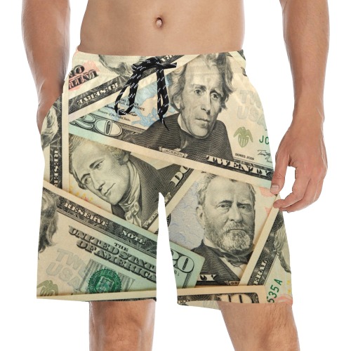 US PAPER CURRENCY Men's Mid-Length Beach Shorts (Model L51)