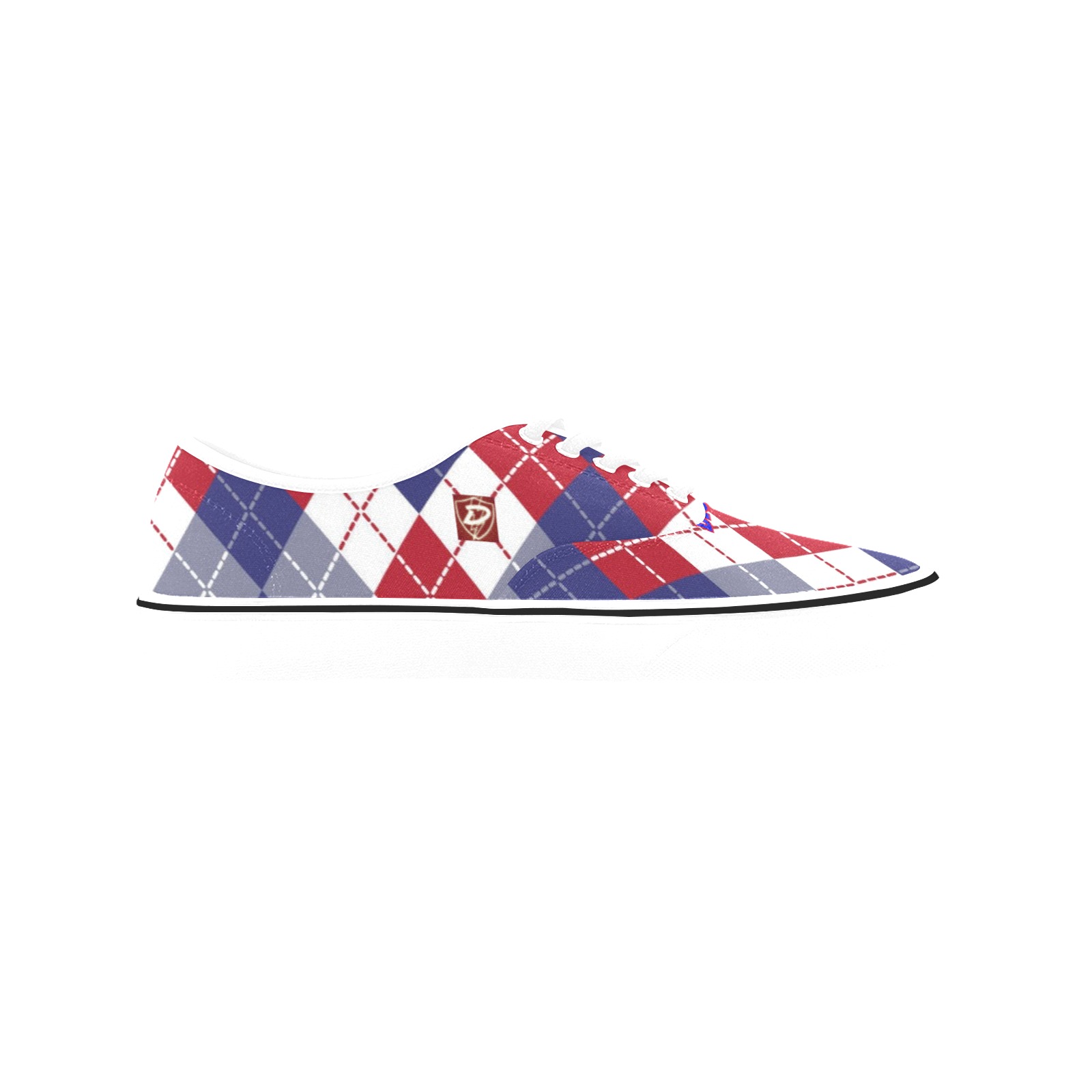 DIONIO - Red,White & Blue Argyle Casual Classic Canvas Low Top Shoes Classic Men's Canvas Low Top Shoes (Model E001-4)