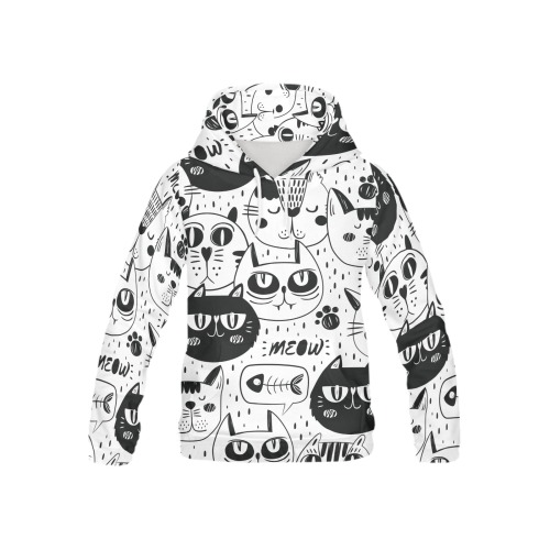 Cat-1 All Over Print Hoodie for Kid (USA Size) (Model H13)