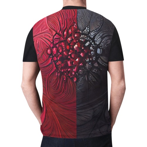 red and black shield New All Over Print T-shirt for Men (Model T45)