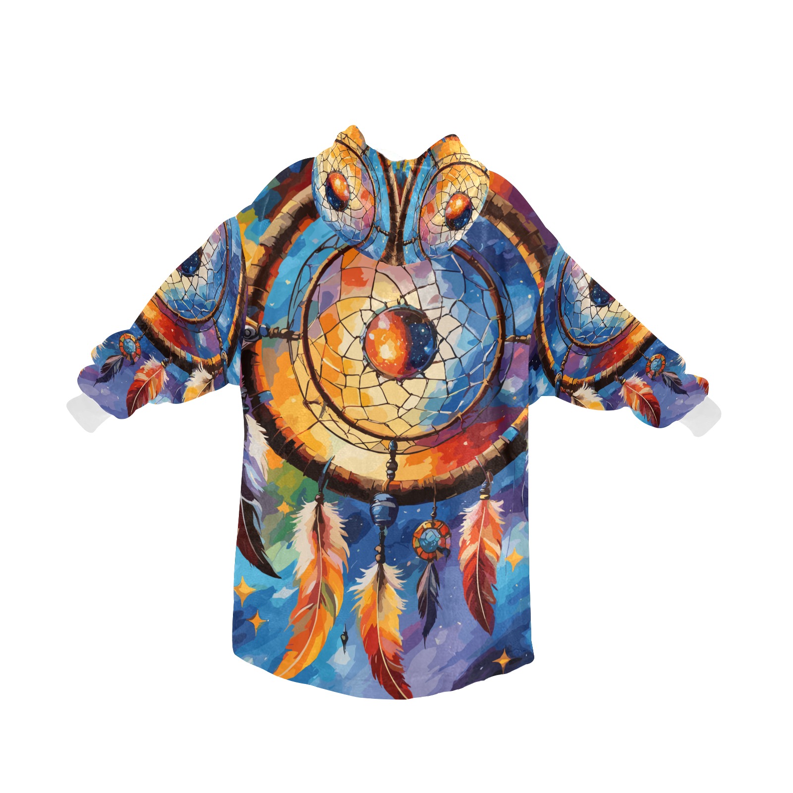 Colorful dreamcatcher, starry sky colorful art. Blanket Hoodie for Kids