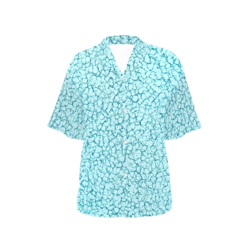 Blue Powder All Over Print Hawaiian Shirt for Women (Model T58)