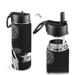 ROSE HANDS Insulated Water Bottle with Straw Lid (18oz)