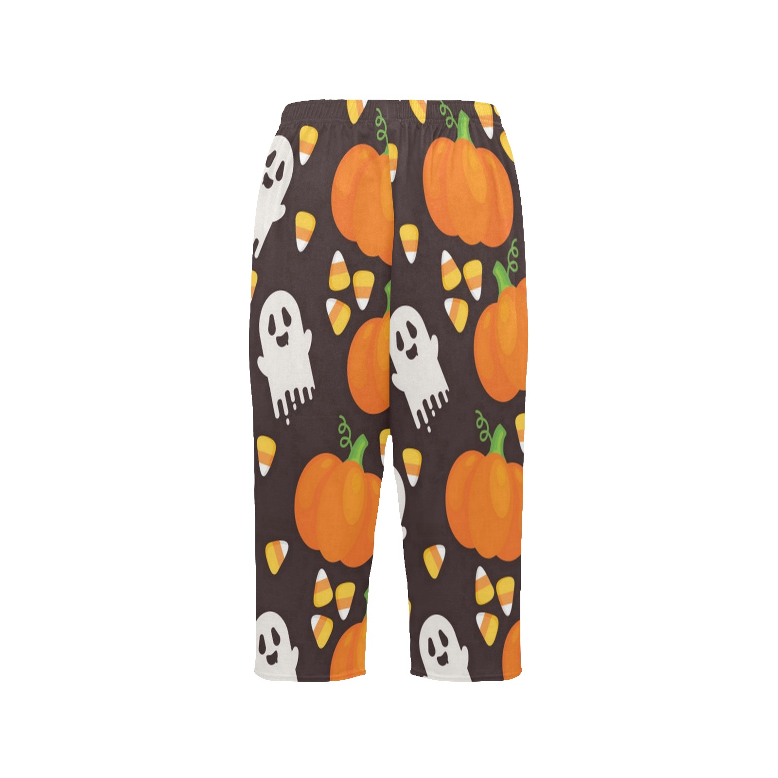 Pumpkins, Candy Corn, Ghosts Cropped Pajama Pants (Model L66)