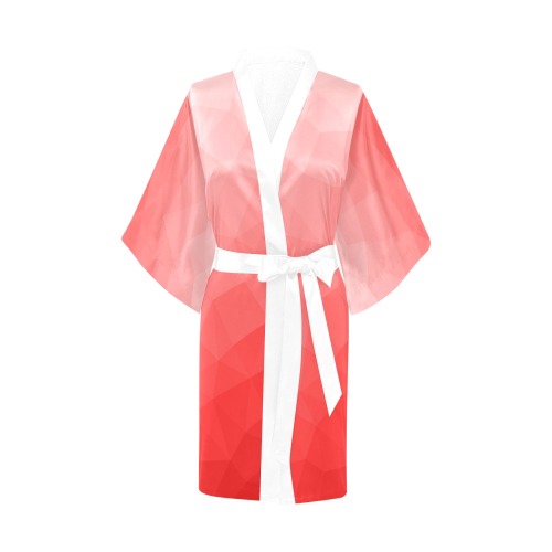 Red gradient geometric mesh pattern Kimono Robe
