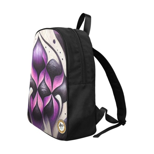 purple, cream and black pattern #1 Fabric School Backpack (Model 1682) (Large)